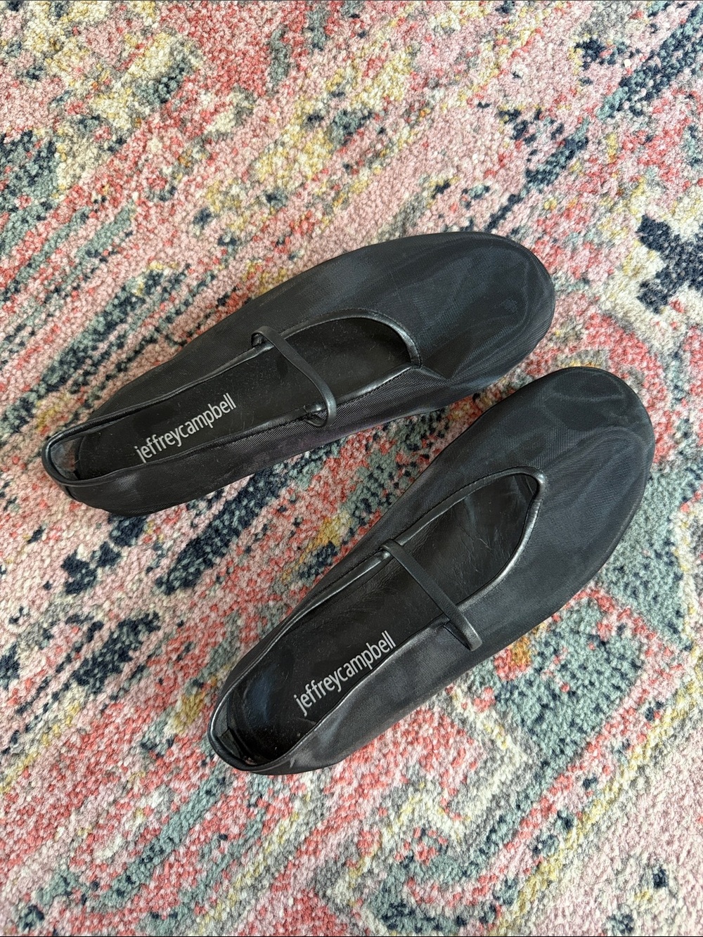 Jeffrey Campbell Black Mesh Mary Jane Ballet Flats